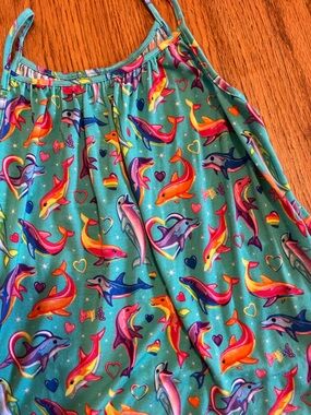 Rare like new Lisa Frank Posh Peanut dolphins spaghetti strap top girls 5/6